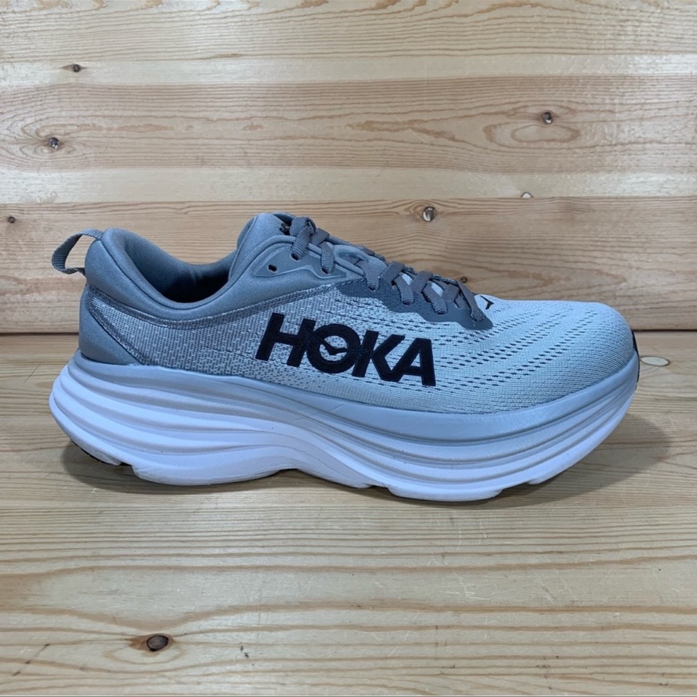 Hoka One One Bondi 8 Running Shoes 
# 1123202 SHMS
Men’s 9.5 D
Grey/Black
